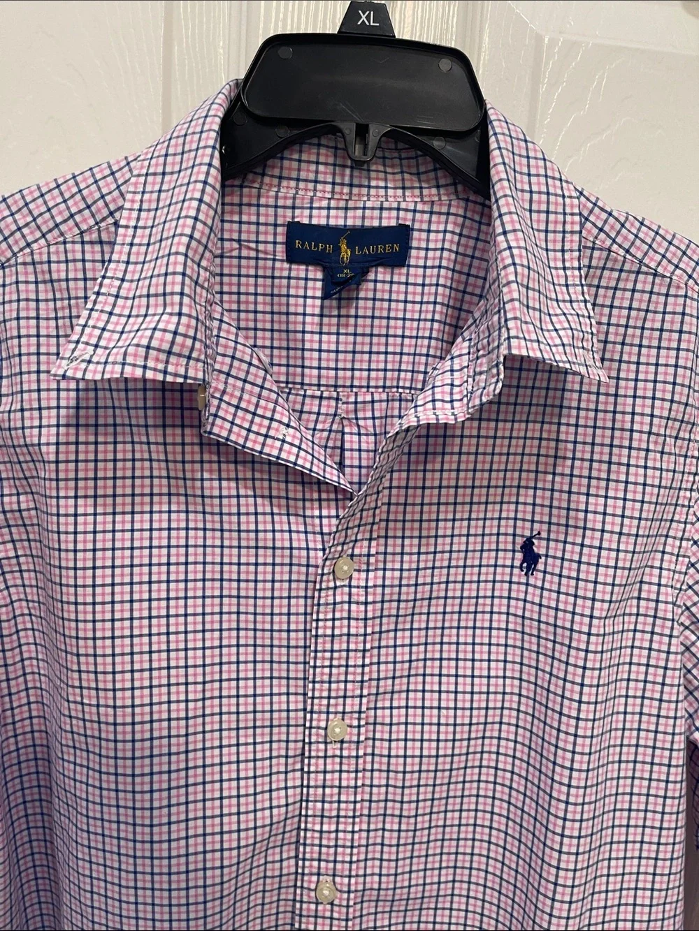 Ralph Lauren Pink and Navy Grid Button-Up Dress Shirt boys size 18/20